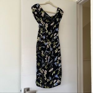 Reformation floral off shoulder midi dress